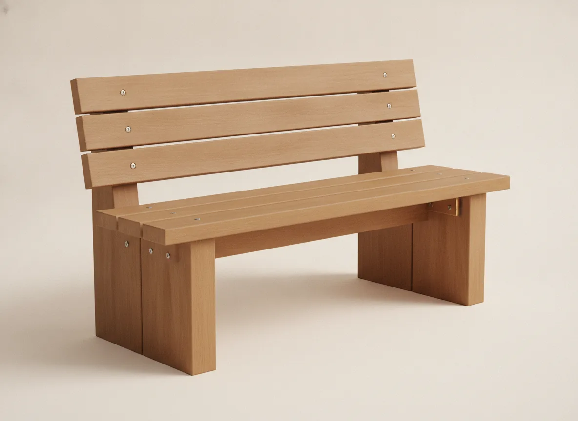 Backless timber seating bench render